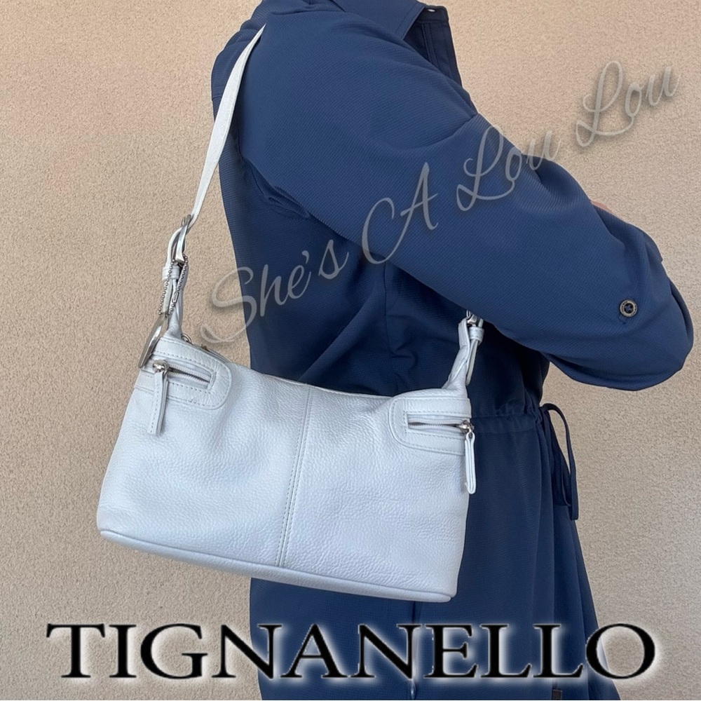 Tignanello small white genuine leather shoulder bag